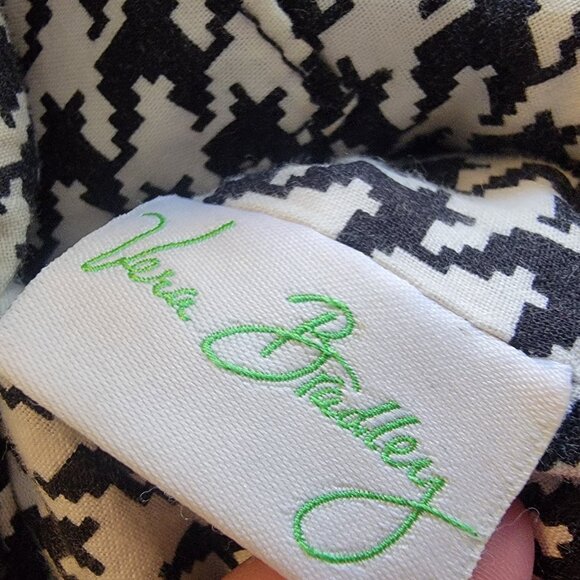 Vera Bradley Tote Purse Red Black White Daisy Dandelion Pull String Side Zip - Picture 9 of 10